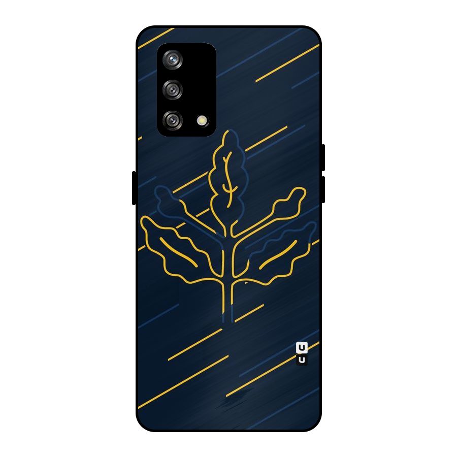 Yellow Leaf Line Metal Back Case for Oppo F19