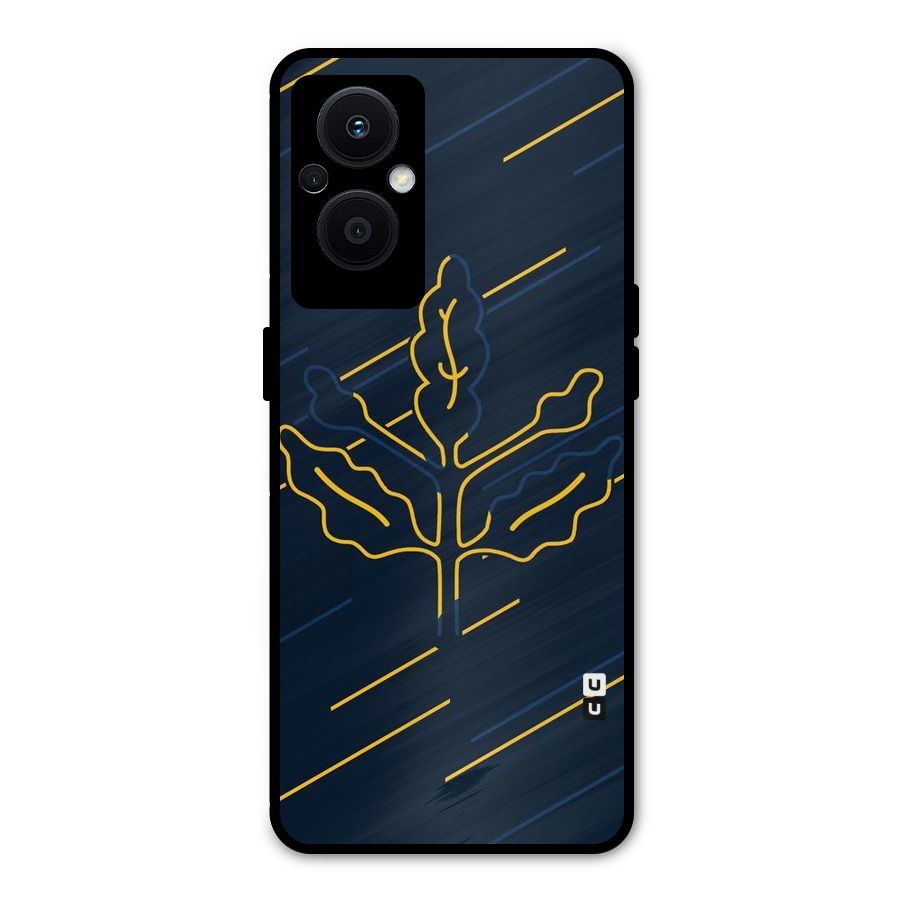 Yellow Leaf Line Metal Back Case for Oppo F21s Pro 5G