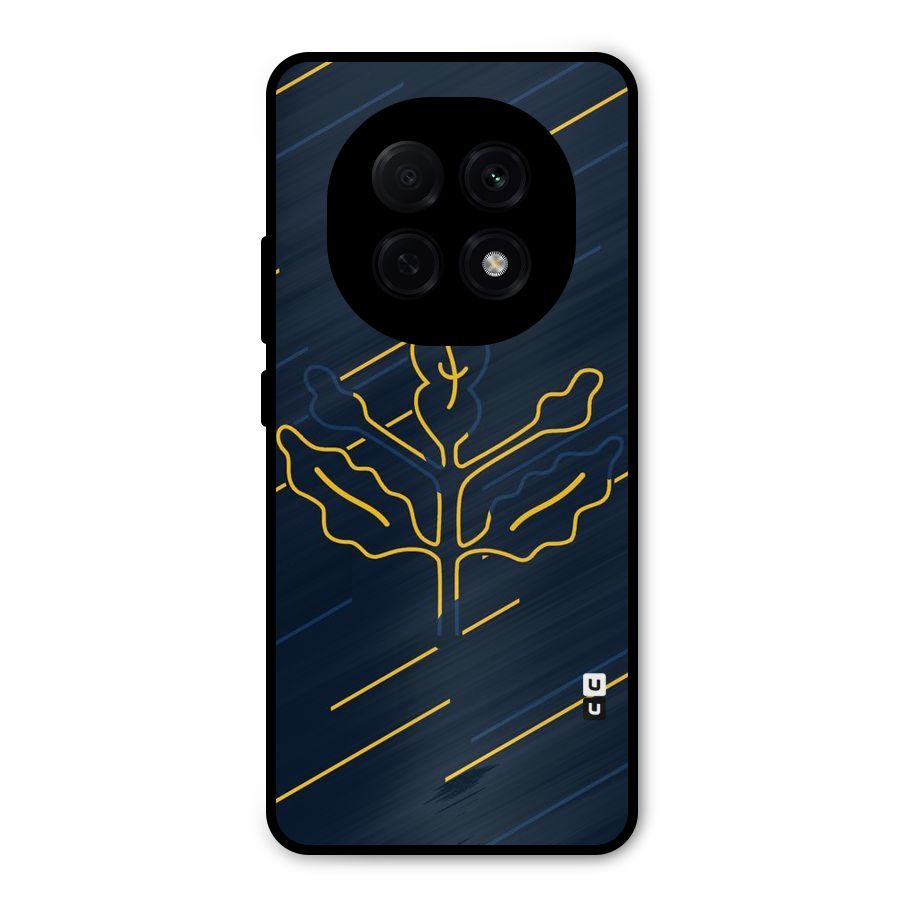 Yellow Leaf Line Metal Back Case for Oppo F29 Pro