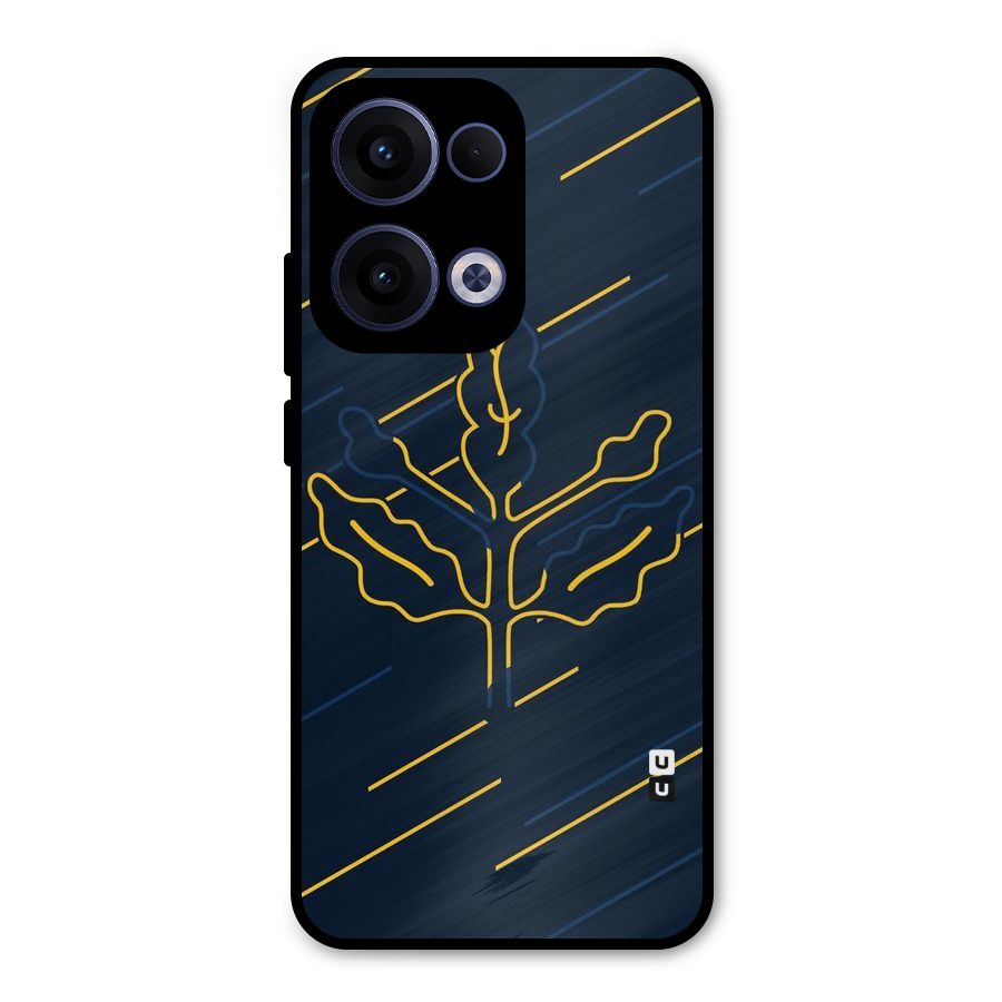 Yellow Leaf Line Metal Back Case for Oppo Reno13