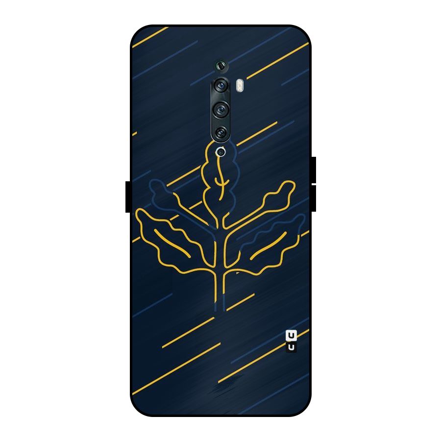 Yellow Leaf Line Metal Back Case for Oppo Reno2 Z