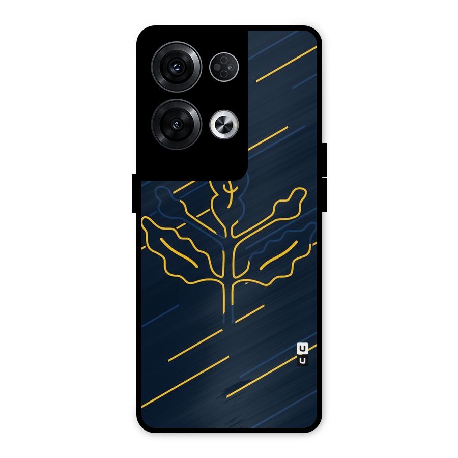 Yellow Leaf Line Metal Back Case for Oppo Reno8 Pro 5G