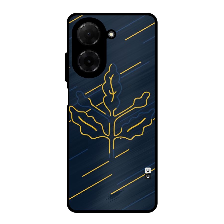 Yellow Leaf Line Metal Back Case for Poco C71