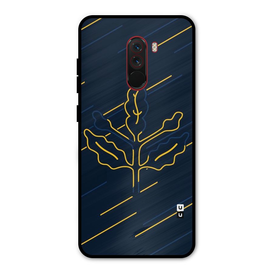 Yellow Leaf Line Metal Back Case for Poco F1
