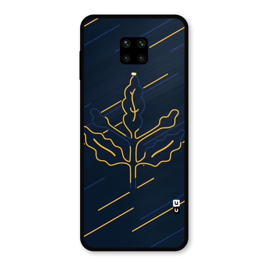 Yellow Leaf Line Metal Back Case for Poco M2 Pro