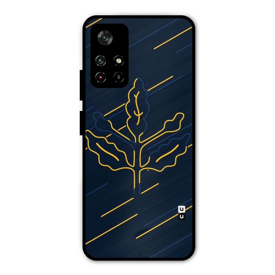 Yellow Leaf Line Metal Back Case for Poco M4 Pro 5G