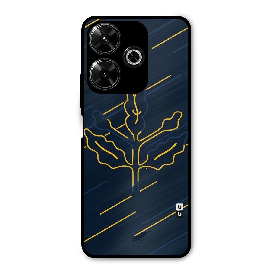 Yellow Leaf Line Metal Back Case for Poco M6 Plus