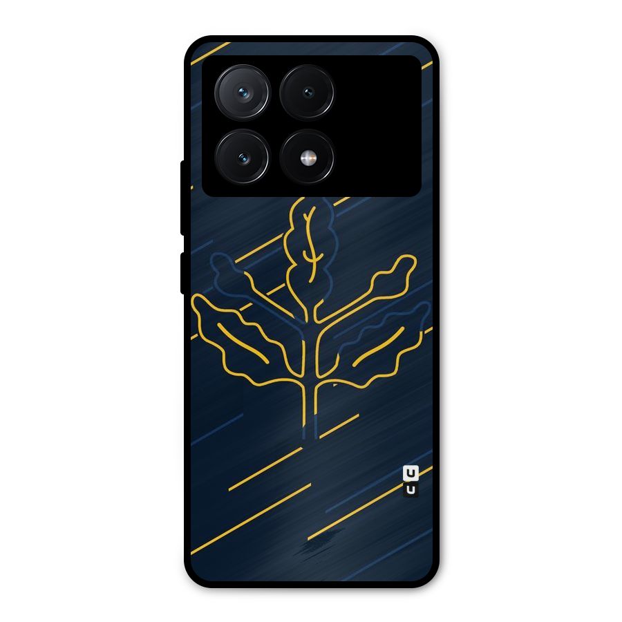 Yellow Leaf Line Metal Back Case for Poco X6 Pro