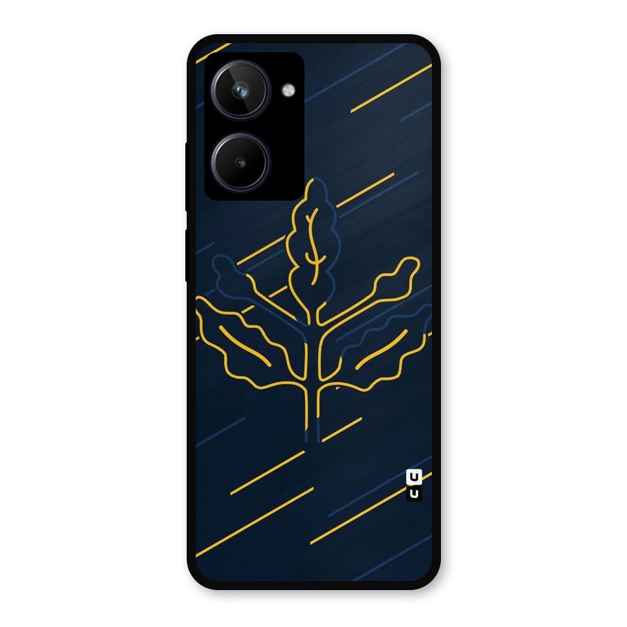 Yellow Leaf Line Metal Back Case for Realme 10