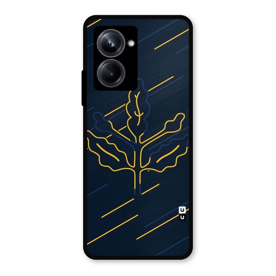 Yellow Leaf Line Metal Back Case for Realme 10 Pro