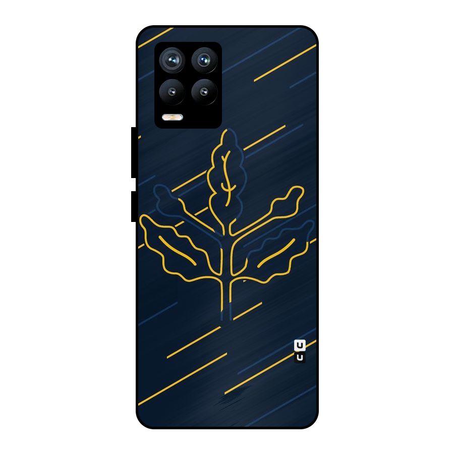 Yellow Leaf Line Metal Back Case for Realme 8 Pro