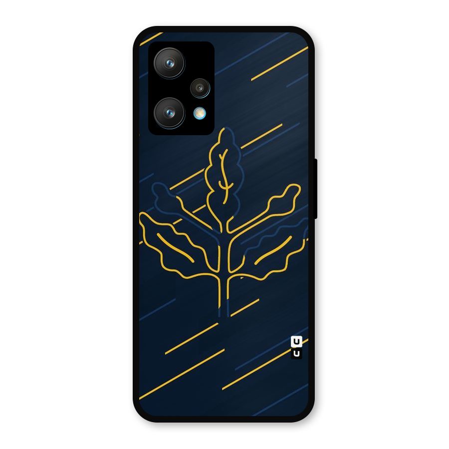 Yellow Leaf Line Metal Back Case for Realme 9 Pro Plus 5G