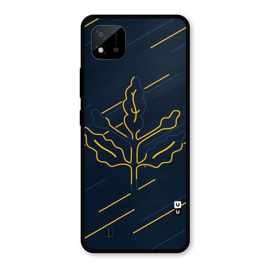 Yellow Leaf Line Metal Back Case for Realme C11 2021