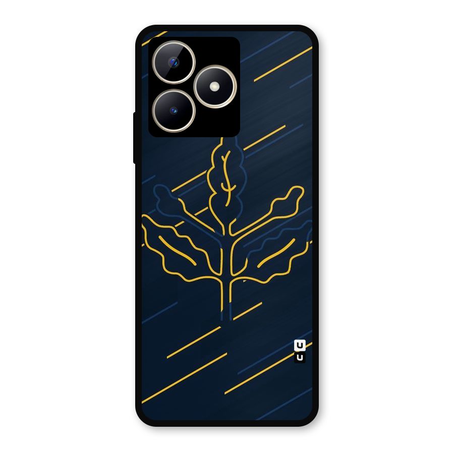 Yellow Leaf Line Metal Back Case for Realme C53