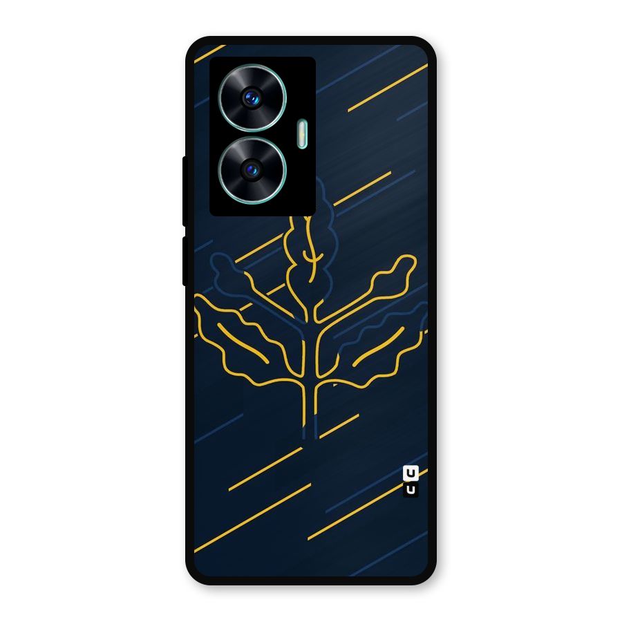 Yellow Leaf Line Metal Back Case for Realme C55