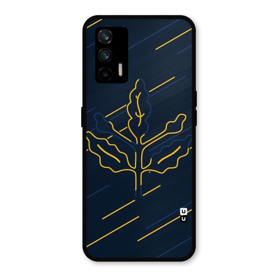 Yellow Leaf Line Metal Back Case for Realme GT 5G