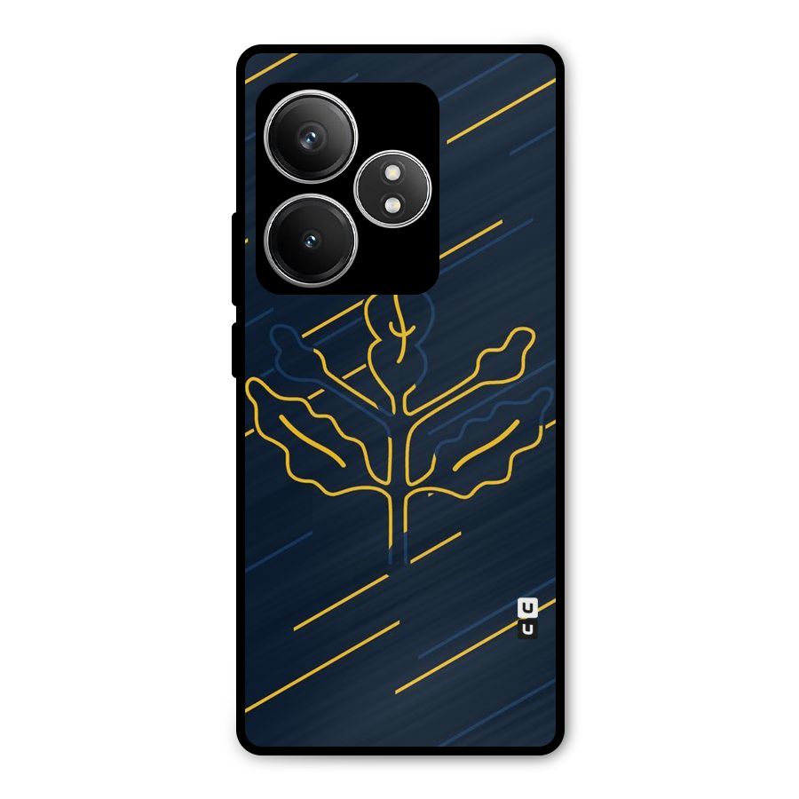 Yellow Leaf Line Metal Back Case for Realme GT 6T