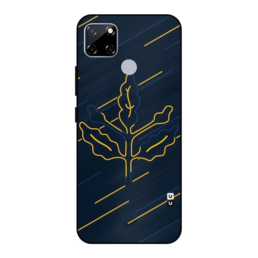 Yellow Leaf Line Metal Back Case for Realme Narzo 20