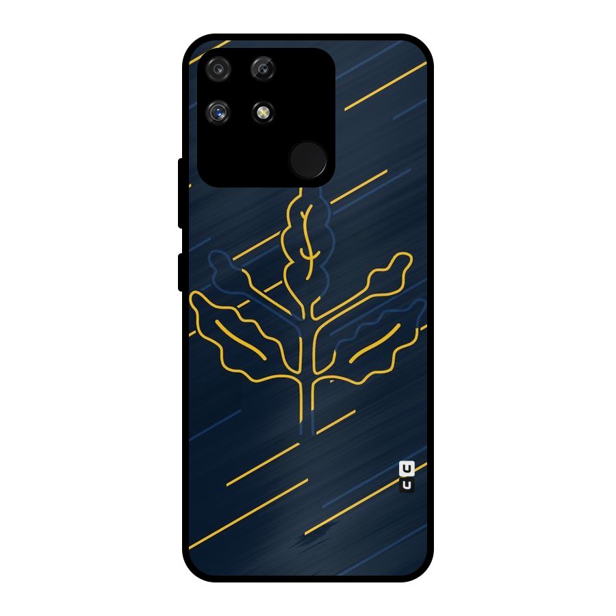 Yellow Leaf Line Metal Back Case for Realme Narzo 50A