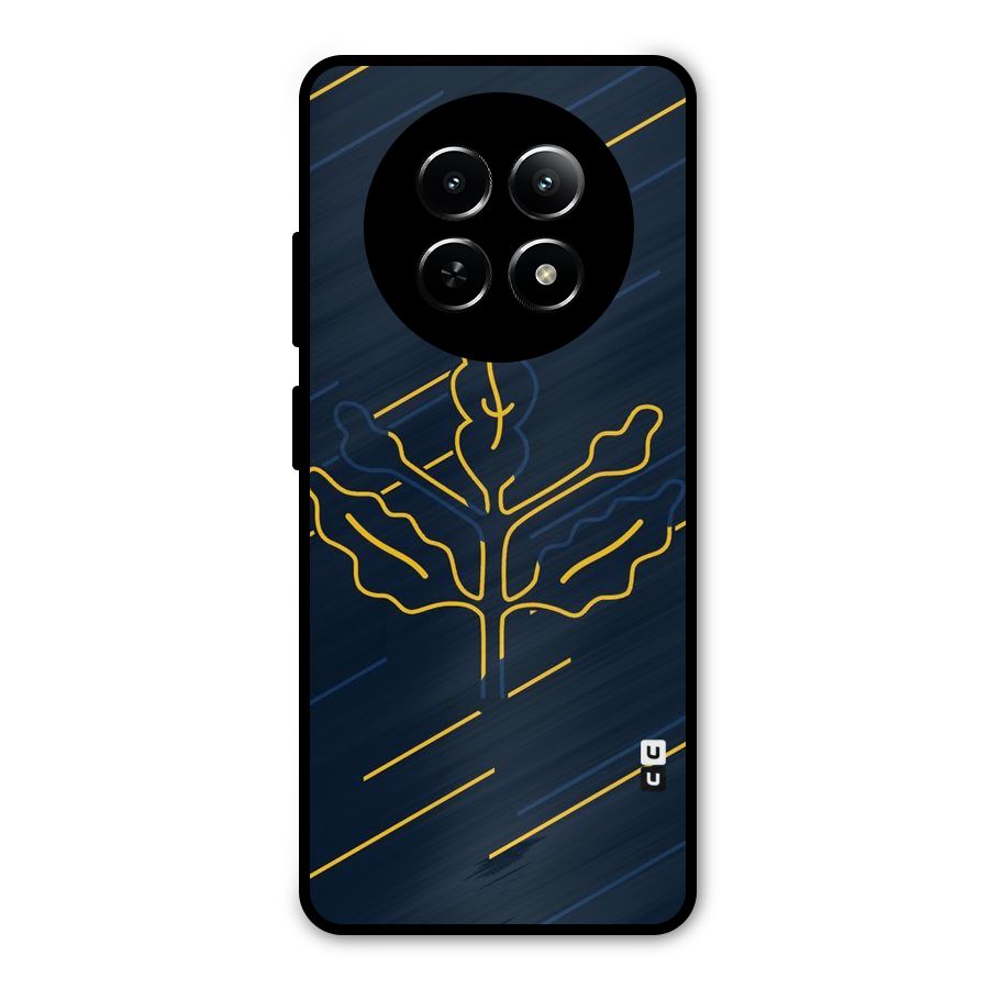 Yellow Leaf Line Metal Back Case for Realme Narzo 70x 5G