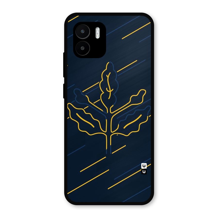 Yellow Leaf Line Metal Back Case for Redmi A2