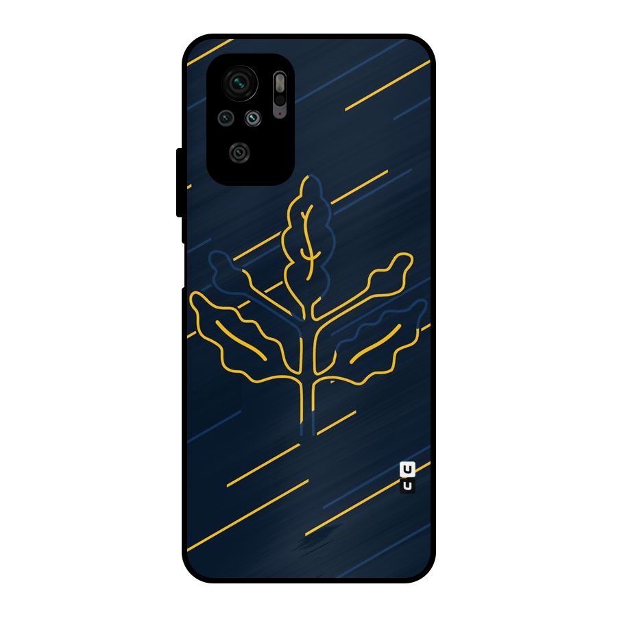Yellow Leaf Line Metal Back Case for Redmi Note 10S