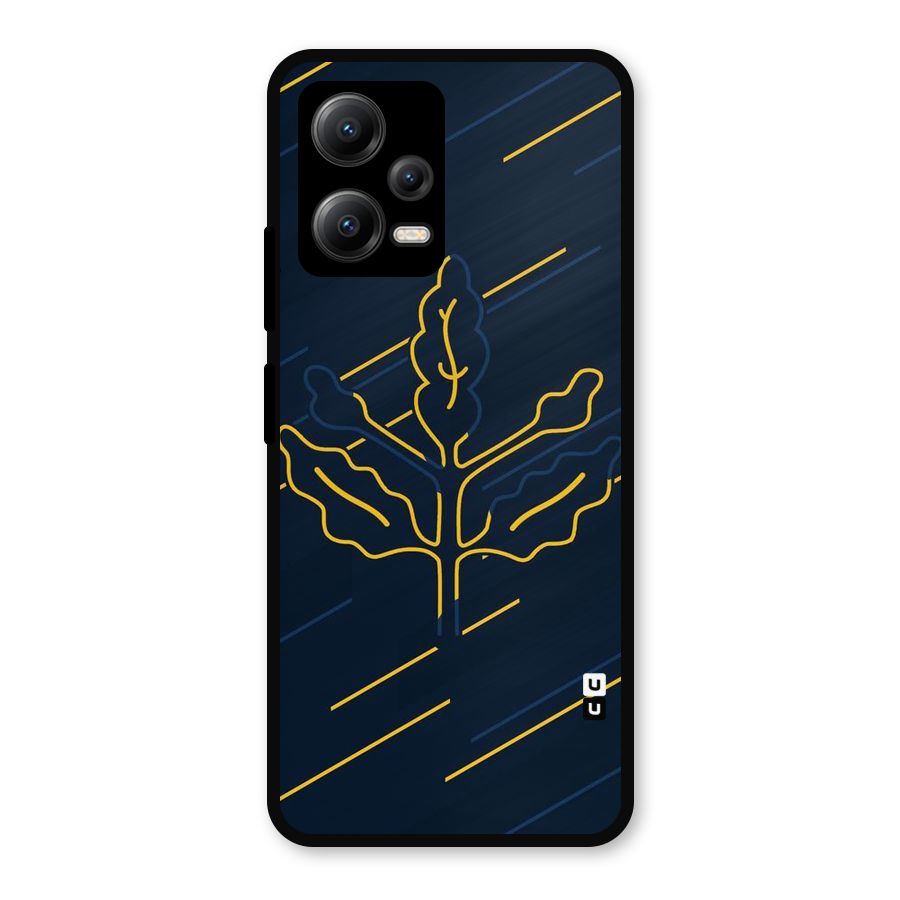 Yellow Leaf Line Metal Back Case for Redmi Note 12 5G