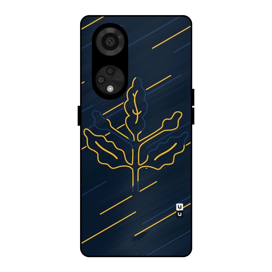 Yellow Leaf Line Metal Back Case for Reno8 T 5G