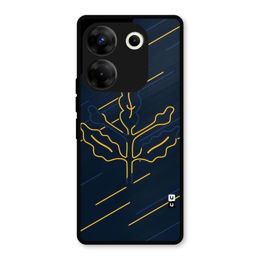 Yellow Leaf Line Metal Back Case for Tecno Camon 20