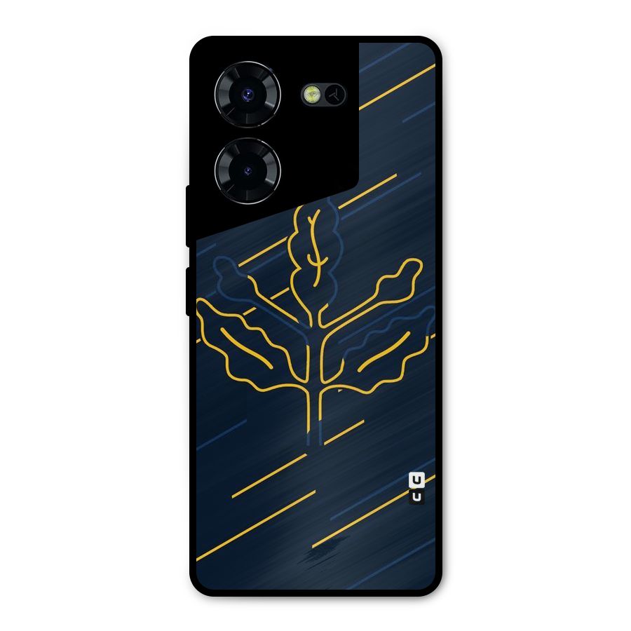 Yellow Leaf Line Metal Back Case for Tecno Pova 5 Pro 5G