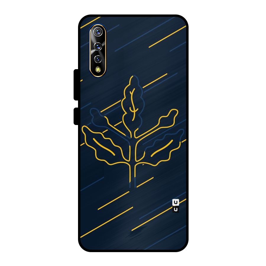 Yellow Leaf Line Metal Back Case for Vivo S1