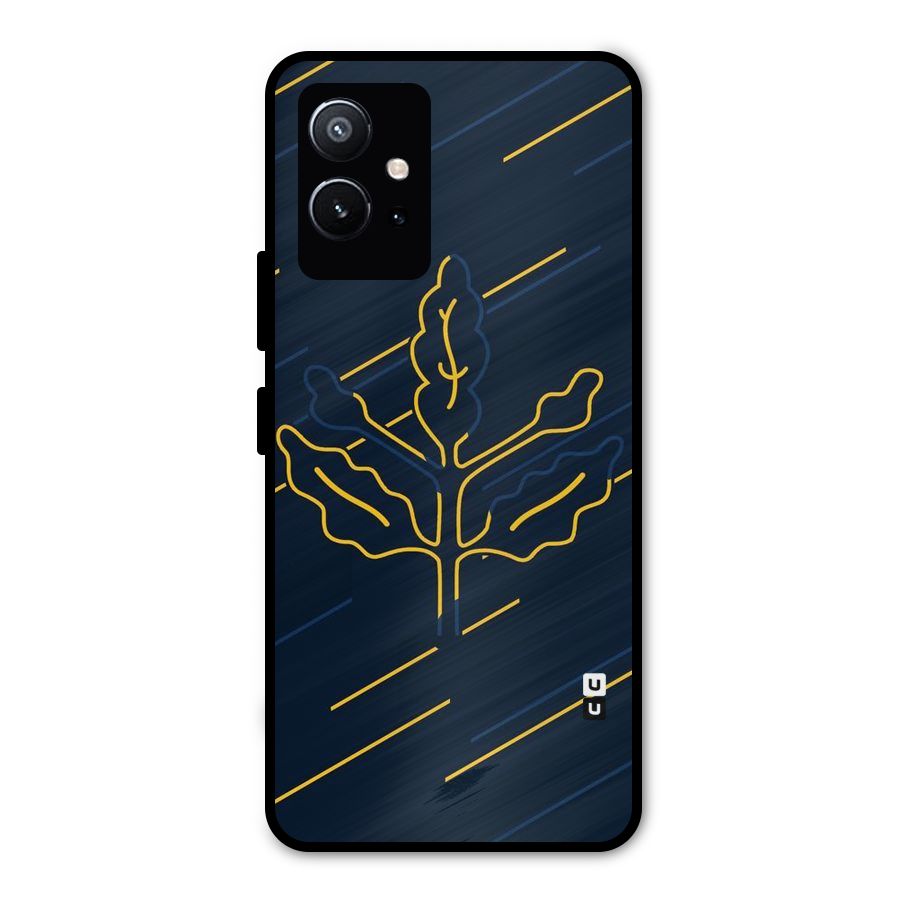 Yellow Leaf Line Metal Back Case for Vivo T1 5G