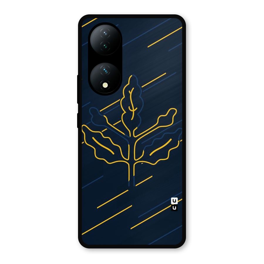 Yellow Leaf Line Metal Back Case for Vivo T2