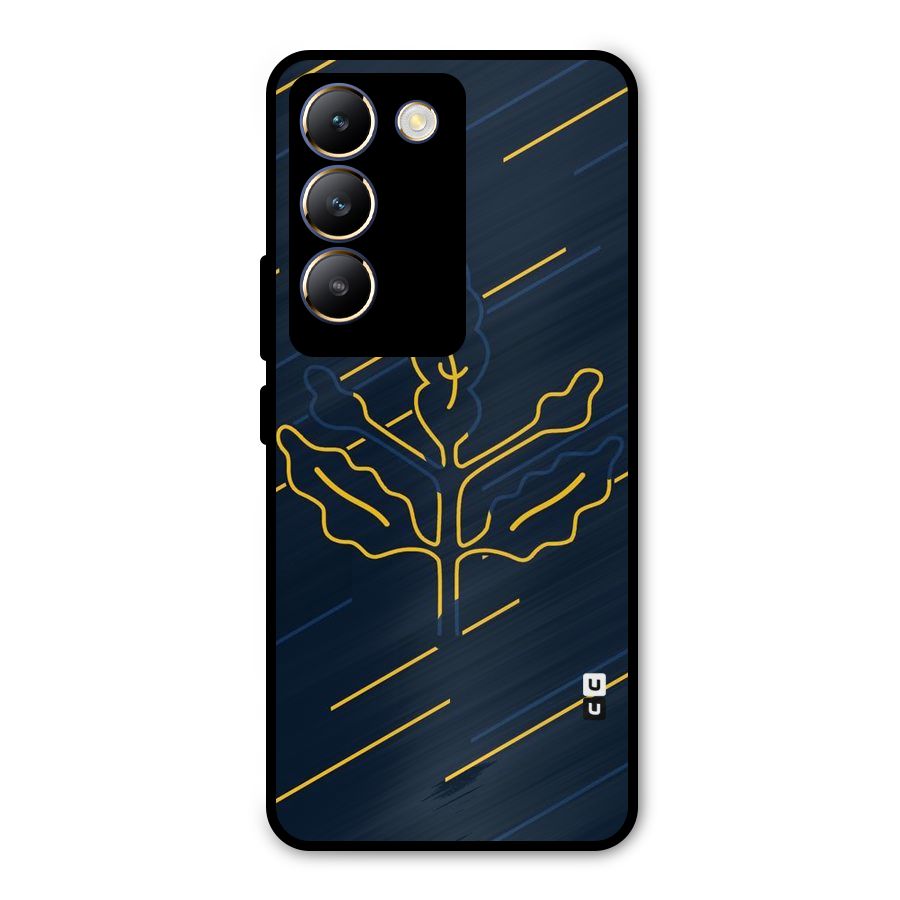 Yellow Leaf Line Metal Back Case for Vivo T3 5G
