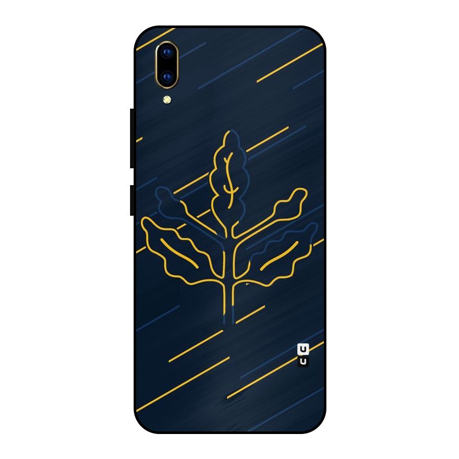 Yellow Leaf Line Metal Back Case for Vivo V11 Pro