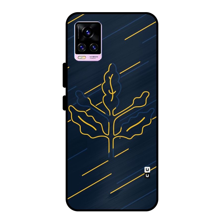 Yellow Leaf Line Metal Back Case for Vivo V20 Pro
