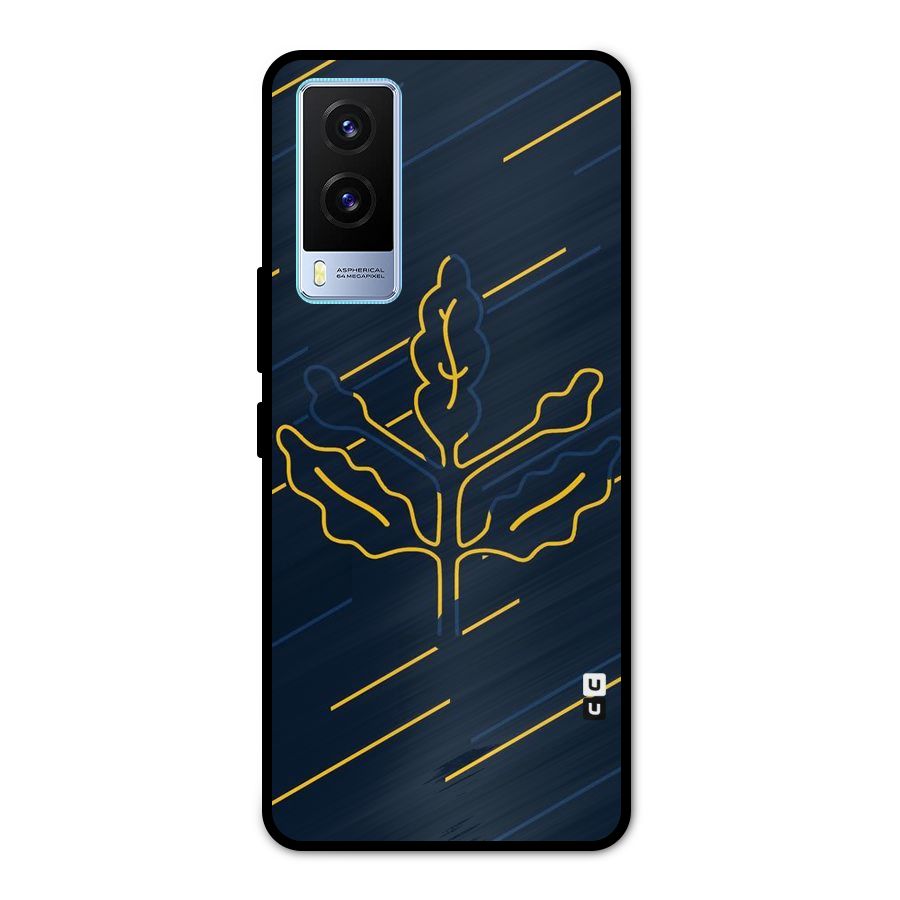 Yellow Leaf Line Metal Back Case for Vivo V21e 5G