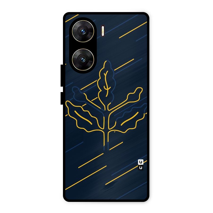 Yellow Leaf Line Metal Back Case for Vivo V29e