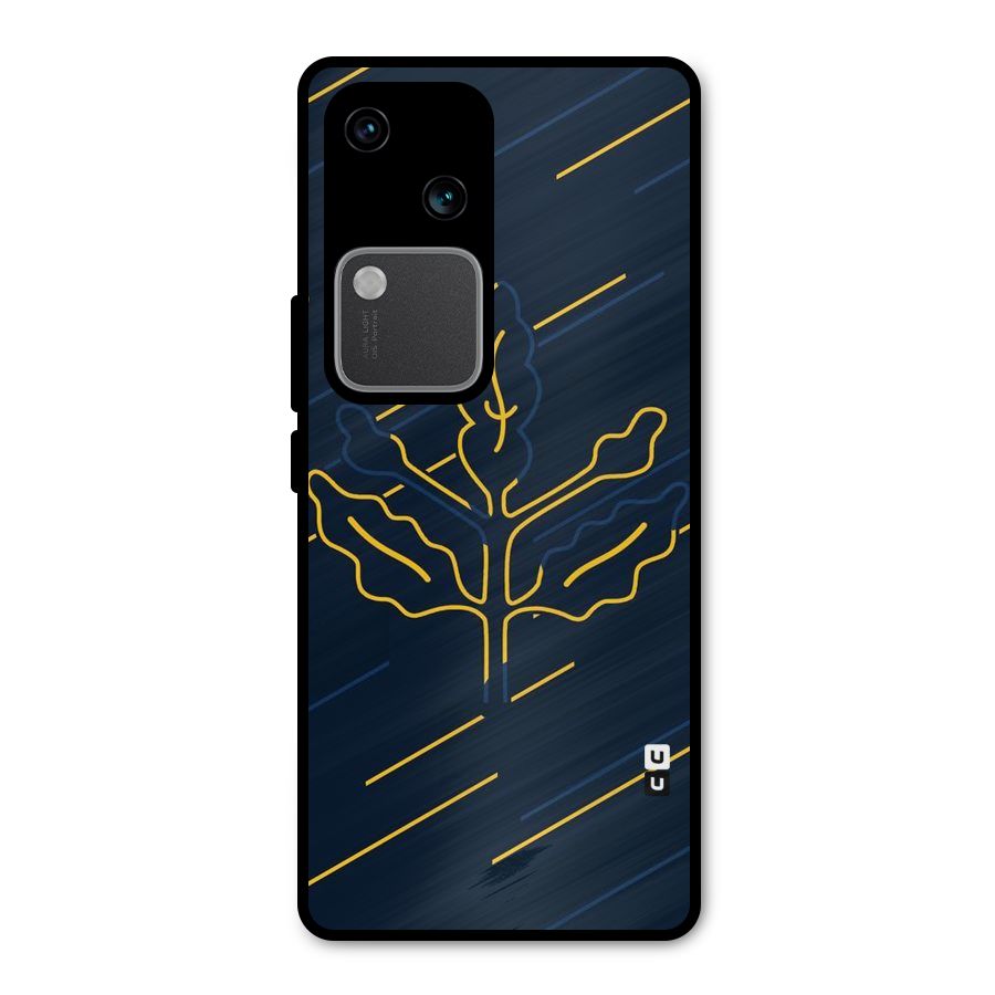 Yellow Leaf Line Metal Back Case for Vivo V30