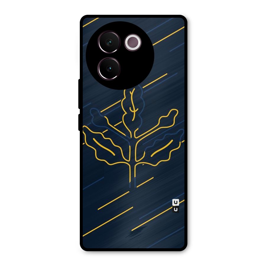Yellow Leaf Line Metal Back Case for Vivo V30e