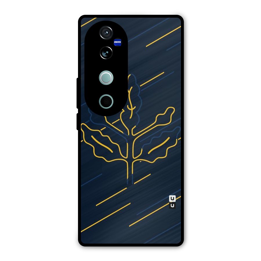 Yellow Leaf Line Metal Back Case for Vivo V40