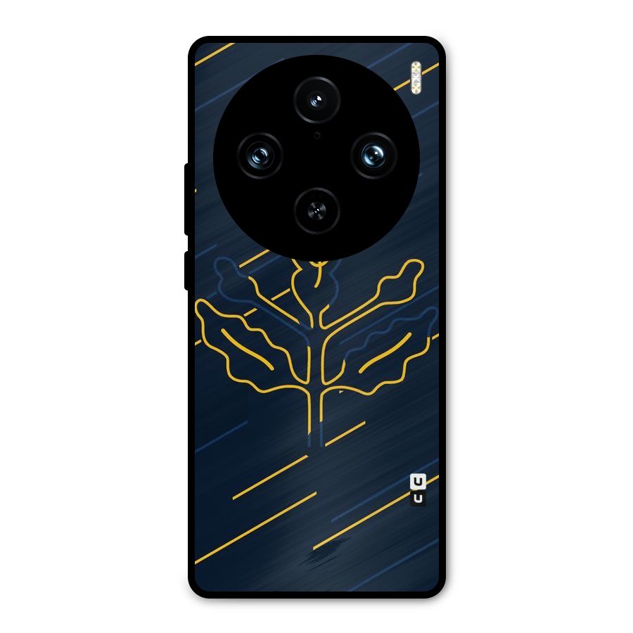 Yellow Leaf Line Metal Back Case for Vivo X100 Pro