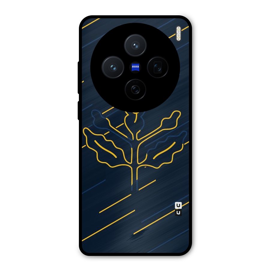 Yellow Leaf Line Metal Back Case for Vivo X200