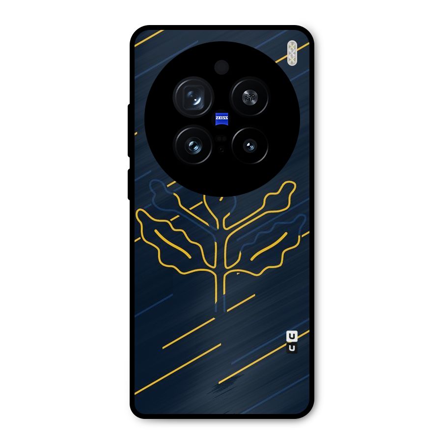 Yellow Leaf Line Metal Back Case for Vivo X200 Pro