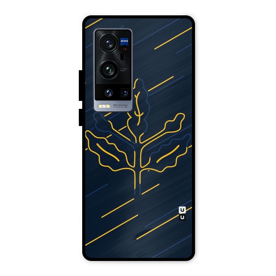Yellow Leaf Line Metal Back Case for Vivo X60 Pro Plus