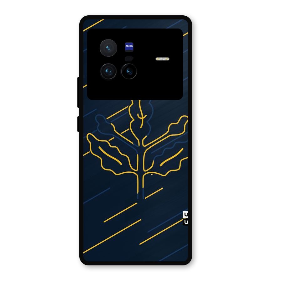 Yellow Leaf Line Metal Back Case for Vivo X80