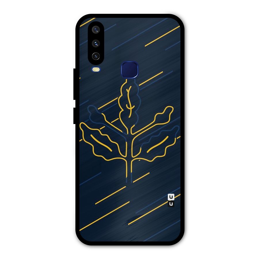 Yellow Leaf Line Metal Back Case for Vivo Y15