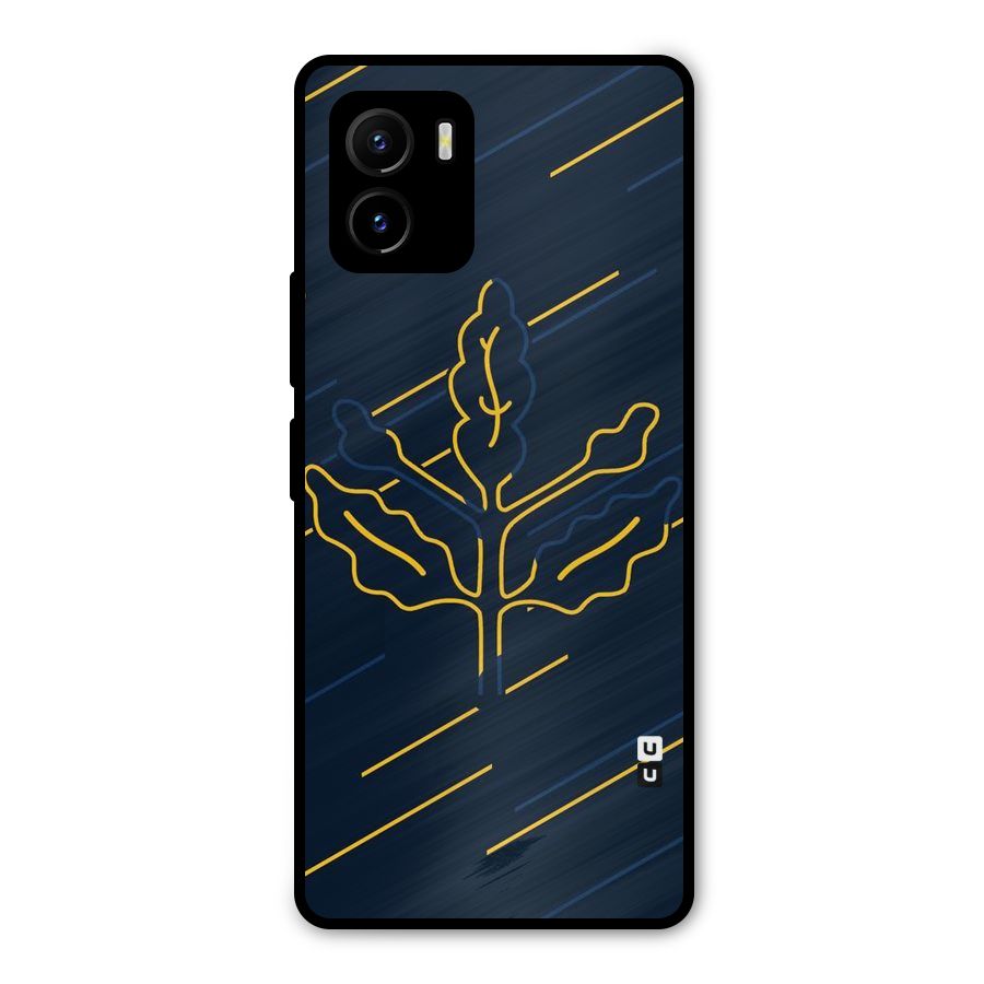 Yellow Leaf Line Metal Back Case for Vivo Y15s