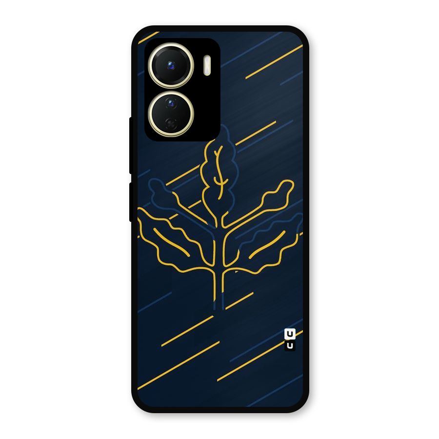 Yellow Leaf Line Metal Back Case for Vivo Y16