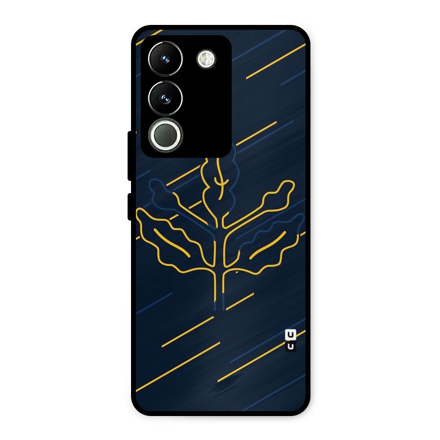 Yellow Leaf Line Metal Back Case for Vivo Y200